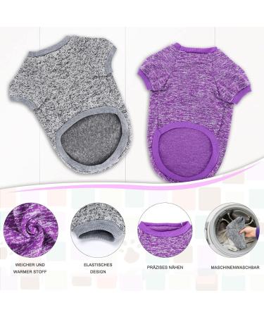 Ranypet 2 Pack Large Dog Sweater - Warm Thick Knitted Winter Clothing for Medium Dogs (3XL) - Purple & Gray - Buy Online on GoSupps.com