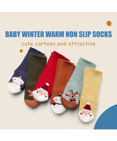 Non-Slip Winter Socks for Baby Boys and Girls - 6 Pairs, 0-12 Months, Christmas Mix - Buy Online on GoSupps.com