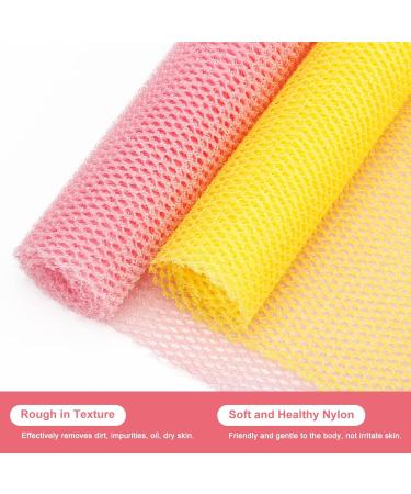 Windspeed 2Pcs African Body Exfoliating Net | Long Deep Cleaning Bath Sponge | Skin Smoother for Women Men | Shower Stocking Stuffer (80x30cm) | Yellow Pink - Buy Online on GoSupps.com