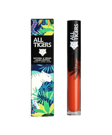 ALL TIGERS ALL TIGERS - Matte Liquid Lipstick - Long-Lasting - Organic Vegan & Natural Ingredients - Coral Orange Shade "Hear Me Roar" 785 - Long-Lasting Lipstick Free of Petrochemical Derivatives