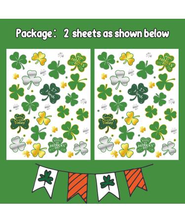 64 PCS St Patrick's Day Glitter Shamrock Temporary Tattoos - Partywind Metallic Face Stickers for Women, Men, Kids - Saint Patrick's Day Decorations & Party Favors (2 Sheets) - Buy Online on GoSupps.com