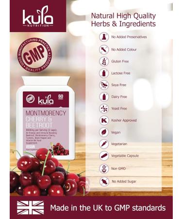 Montmorency Cherry and Beetroot Blend - 60 Vegan Capsules - High Strength 9000mg - Immune Support with Turmeric, Black Pepper, and Vitamin B6 - Buy Online on GoSupps.com