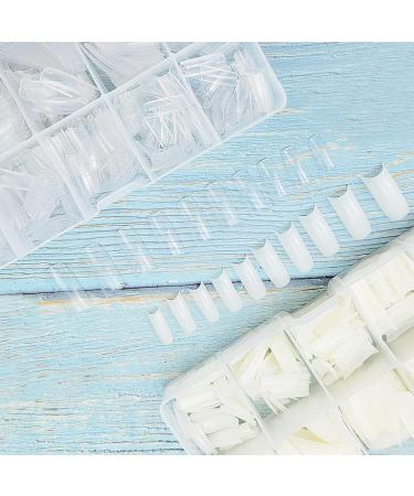 1000PC Nail Tip Set: 500 Natural & 500 Clear French Tips | Acrylic Half Cover False Nails for Salon & DIY | 10 Sizes - International Shipping - Buy Online on GoSupps.com