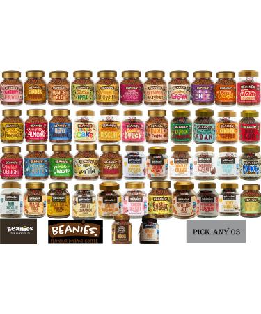 Beanies Flavoured Instant Coffee & LOW CALORIE Jars 50g | Pick Any 3 Jars from 42+ Very Vanilla Creamy Caramel Nutty Hazelnut and Many More