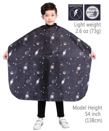 Black Space Printing Kids Haircut Cape for Boys | Barber Cape Cover for Hair Cutting & Styling - Ideal for Shampoo Sessions - Buy Online on GoSupps.com