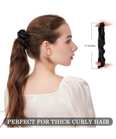 ADRIONE Satin Silk Hair Scrunchies 12 Pack - Large Black Scrunchies for Women's Thick Curly Hair - Buy Online on GoSupps.com