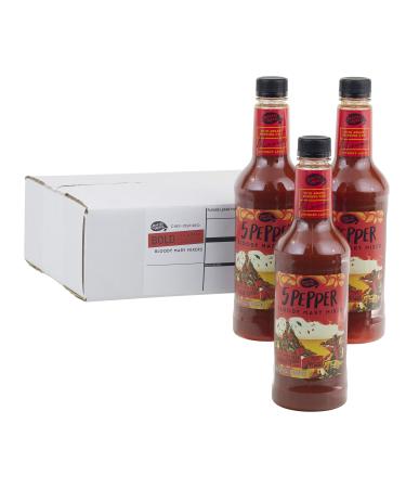 Master of Mixes 5 Pepper Extra Spicy Bloody Mary Drink Mix, Ready to Use, 1 Liter Bottle (33.8 Fl Oz), Pack of 3