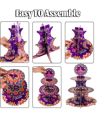 Happy Diwali Cupcake Decoration Kit Includes Rangoli Pattern Cake Stand Cake Boards Cupcake Toppers for Festival of Lights Party Decoration Supplies - Buy Online on GoSupps.com