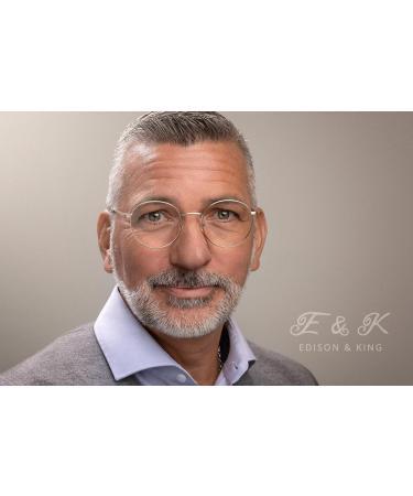 Edison & King Delight Reading Glasses - Stylish Round Metal +2.00 dpt for Men & Women | Premium Gold-Antique Lenses - Buy Online on GoSupps.com