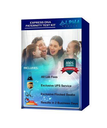 Express DNA Paternity Test Kit (at Home) - Exclusive UPS Overnight Shipping to Lab for US Residents, Premium Flocked Swabs and All Lab Fees Included - Confidential Report in 2 Business Days
