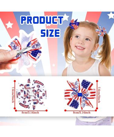 Patriotic Hair Bows Clips - 4th of July Independence Day Hair Accessories - Set of 24 - American Flag Design - Buy Online on GoSupps.com