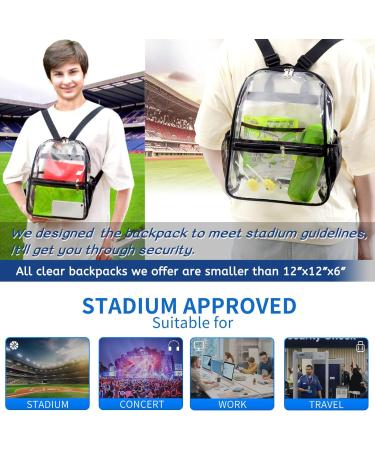 Mildbeer Clear Stadium Approved Mini Backpack, 12x12x6 - Small Transparent Bag for Concerts and Festivals - Black - Buy Online on GoSupps.com