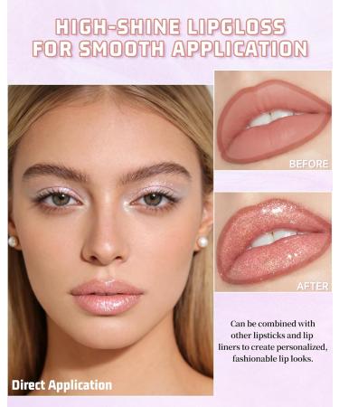  Lestpola Liquid Glitter Lipstick Light Pink 3D Moisturizing Holographic Volume Shiny with Very Delicate Color Veil Durable Waterproof Non Sticky Glitter Makeup for Women-03 - Buy Online on GoSupps.com