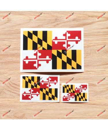 Maryland State Flag Vinyl Decal Sticker - 3 Pack Reflective 2 Inches 3 Inches 5 Inches - for Car Boat Laptop Cup Phone