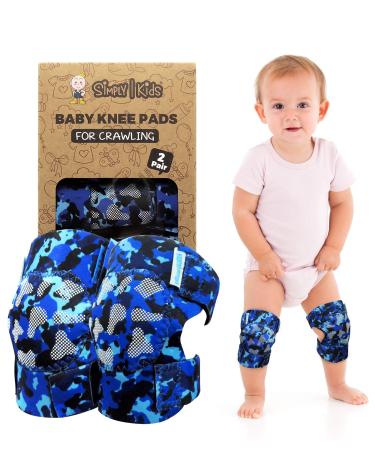 Simply Kids Baby Knee Pads for Crawling (2 Pairs) | Protector for Toddler Infant Girl Boy (2nd Gen) Ocean Camo