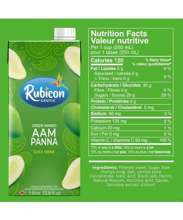 Rubicon Aam Panna Green Mango Indian Street Drink | 1L Carton | Carefully Blended with Seasoning & Spices | No Preservatives Artificial Colourings or Sweeteners | Rich in Vitamin C | Made in Canada - Buy Online on GoSupps.com
