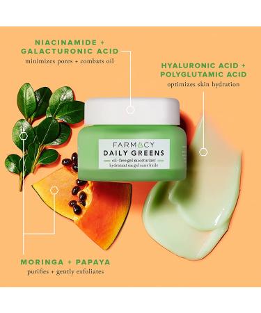 Farmacy Daily Greens Oil Free Gel Face Moisturizer with Hyaluronic Acid 1.7 Fl Oz - Fragrance-Free Formula - Daily Facial Moisturizer - Buy Online on GoSupps.com