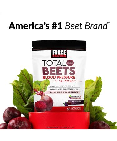 Force Factor Total Beets Blood Pressure Support Supplement - 120 Beets Chewables, Heart-Healthy Energy & Nitric Oxide Booster - 2-Pack - Buy Online on GoSupps.com