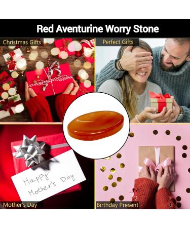 Opalite Crystal Worry Thumb Stone - Natural Healing Calming Reiki Stress Relief - Red Aventurine - Buy Online on GoSupps.com