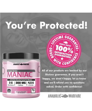 Maniac Pre-workout Powder by Anabolic Warfare â Pre-workout Mix to Boost Focus & Energy with Caffeine  Beta Alanine  Lions Mane Mushroom   L Citrulline Powder and Creatine* (Fruit Punch - 25 Servings) - Buy Online on GoSupps.com