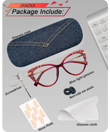Spring Hinge Red Cateye Anti Blue Light Glasses for Women - Fashionable Big Face Gaming & Computer Eyewear - Buy Online on GoSupps.com