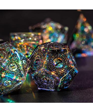 Cusdie Sharp Edges DND Dice Set - 7 PCs Handcrafted Polyhedral Dice for RPG, MTG, Pathfinder - Black Pattern - Buy Online on GoSupps.com