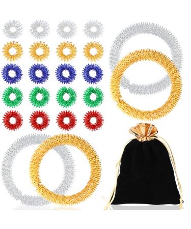 25 pieces massage ring set finger and wrist massage ring spiky acupressure rings in 5 colors for stress relief anxiety construction and promotion of blood circulation