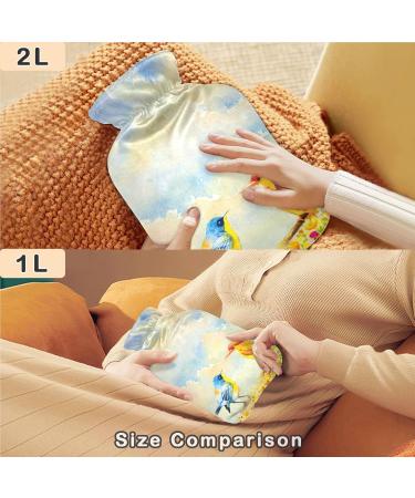 NAANLE Hot Water Bottle with Cover - Watercolor Birds 1L for Pain Relief & Heat Therapy - Transparent Design for Back Hand & Feet - Buy Online on GoSupps.com