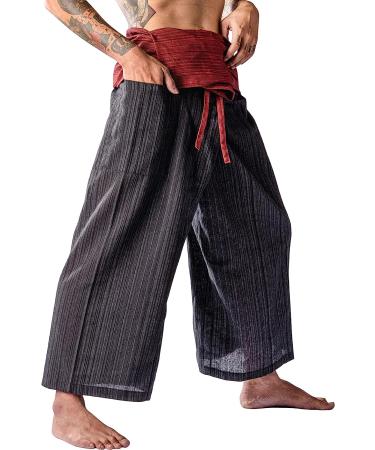 LannaPremium Thai Fisherman Pants 2 Tone - Unisex Cotton Yoga and Martial Arts Pants in Red Black - Buy Online on GoSupps.com