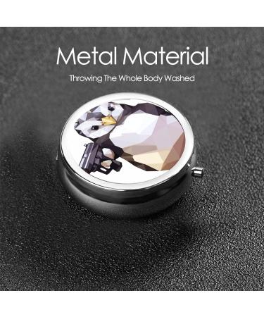 Cartoon Penguin Portable Metal Pill Box - Mini 3-Compartment Travel Case for Small Pills - Hinged Design Black - Must-Have Accessory - Buy Online on GoSupps.com