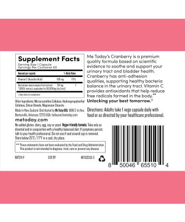 me today Cranberry 30 000mg with Vitamin C Urinary Tract Health Support Immune Boost Vegan Supplement High Potency Cranberry Pills for Women and Men 60 Servings - Buy Online on GoSupps.com
