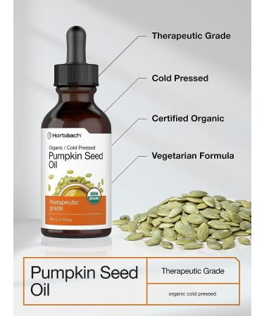 Organic Cold Pressed Pumpkin Seed Oil 4 oz | 100% Pure Extra Virgin | Vegetarian, Non-GMO, Gluten Free | for Hair and Face by Horbaach - Buy Online on GoSupps.com