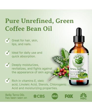 Green Coffee Bean Carrier Oil. 120ml. Cold-pressed. Unrefined. Organic. 100% Pure. Non-comedogenic. Chemical-free. Great for Under-Eye Skin. Natural Moisturizer for Face Body Hair. Bella Terra Oils. 120 ml (Pack of 1) - Buy Online on GoSupps.com