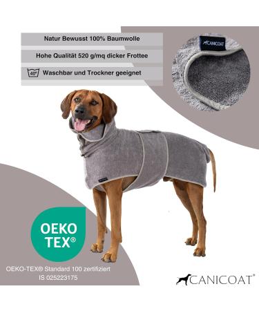 CANICOAT Dog Bathrobe Lavari - 100% Cotton Oeko-TEX Certified Size 5 Light Grey - Soft & Absorbent Dog Towel - Buy Online on GoSupps.com