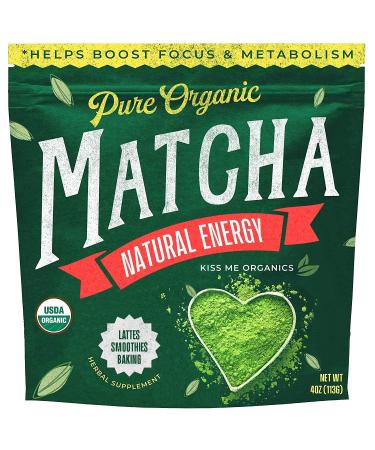 Kiss Me Organics Matcha Green Tea Powder - 4 Ounces (113 grams)