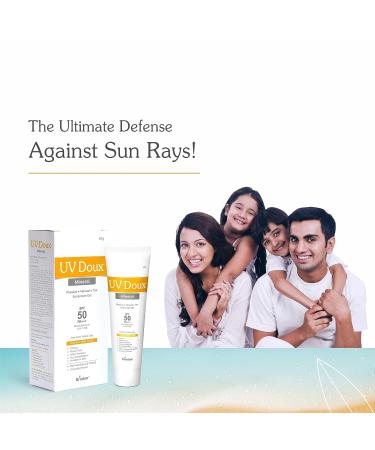 UV Doux SPF 50 PA+++ Mineral Sunscreen Gel - Tinted Water-Resistant UVA/UVB Protection for All Ages | 50g - Buy Online on GoSupps.com