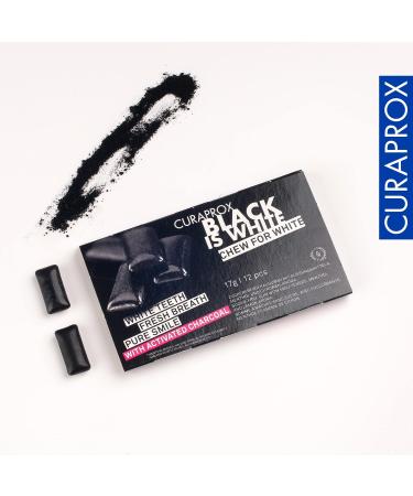 Curaprox Black is White Chewing Gum - 12 Pieces | Vegan Dental Care for White Teeth & Fresh Breath | Activated Carbon Whitening - Buy Online on GoSupps.com