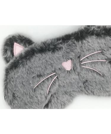 BE Cute Plush Sleep Mask - Unicorn Cat Panda & Bunny Designs for Kids & Women | Ideal Blindfold Gift (Gray Cat - Buy Online on GoSupps.com