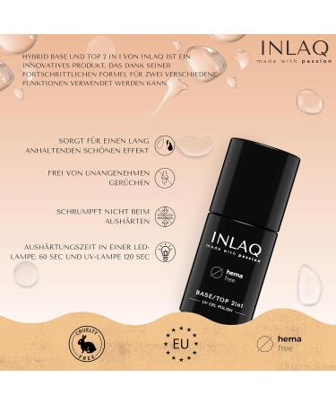 Inlaq Hema Free 2in1 Gel Nail Polish - Premium UV Base & Top Coat - 6ml Hema-Free Formula for Long-lasting Results - Buy Online on GoSupps.com