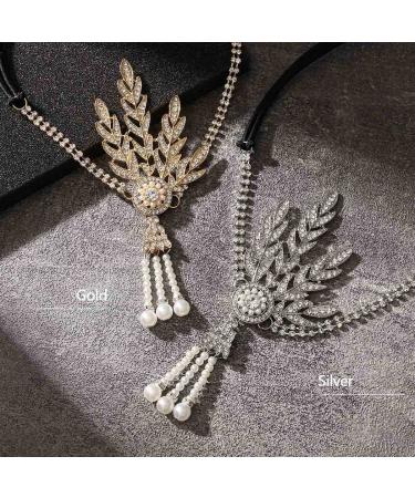 Aukmla 1920s Flapper Headband - Silver Rhinestone Leaf Pearl Headdress for Women and Girls - Buy Online on GoSupps.com