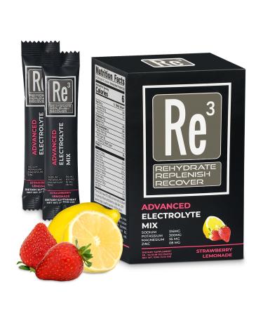 Re3 - Rehydrate - Replenish - Recover Electrolyte Powder Packets. No Sugar 6 Cal 2 Carbs. The best mix of vitamins and minerals (Strawberry lemonade)