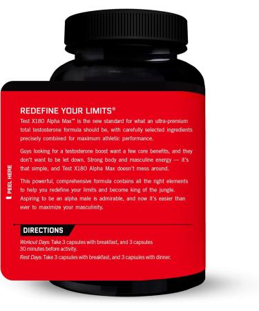 Buy FORCE FACTOR Test X180 Alpha Max Total Testosterone & Nitric Oxide Booster for Men | Enhance Athletic Performance & Blood Flow 180 Capsules - Buy Online on GoSupps.com