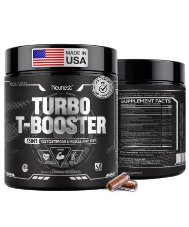 NEUNEST Turbo Testosterone Booster for Men 13-in-1 Testosterone Supplement for Energy Stamina & Muscle Complex with Tongkat Ali KSM-66 Ashwagandha Maca Male Enhancing Supplement 120 Capsules