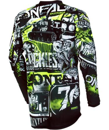O'NEAL Element Attack Youth Motocross Jersey | Unisex Bike Gear - Black/Neon Yellow - International Shipping Available - Buy Online on GoSupps.com