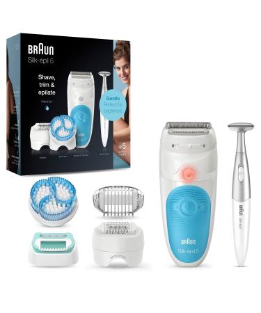Braun Silk- pil 5 Epilator women for hair removal / hair remover including bikini trimmer (hair trimmer intimate area) trimmer and massage for body gift woman 5-815 white / blue new-Silk- pil 5-815