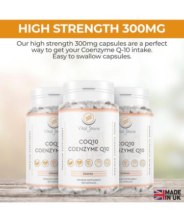 CoQ10 300mg - 120 Vegan Capsules | High Strength CoEnzyme Q10 Supplement | UK Made - Buy Online on GoSupps.com