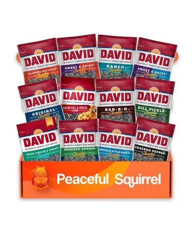DAVID Sunflower Seeds Variety Pack - 12 Flavors, Keto Friendly On-The-Go Snack - 5.25 Ounce - Buy Online on GoSupps.com