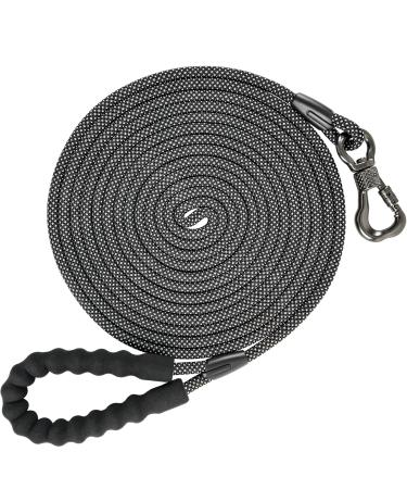 NTR Dog Leash, 5FT 10FT 15FT 20FT 25FT 30FT 50FT 70FT 100FT 150FT Heavy Duty Leash with Swivel Lockable Hook and Comfortable Padded Handle, Walking, Hunting, Camping, Yard for Small Medium Large Dogs 15ft*1/3" Black
