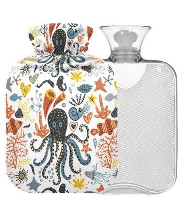 NAANLE CARTOON OCTOPUS hot bottle with reference warm and cold therapy Transparent hot water bottle 2l large hot hot water bottle for bed handfoot heat pain relief