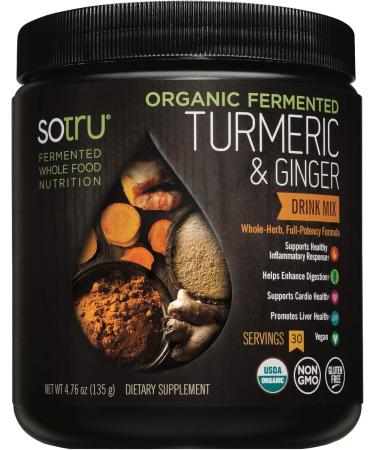 PlantFusion Turmeric and Ginger Drink Mix - Fermented Whole Food Nutrition Herbal Supplement Powder with Curcuminoids - USDA Certified Organic Non-GMO Vegan Gluten-Free 4.76 oz 30 Servings - Buy Online on GoSupps.com
